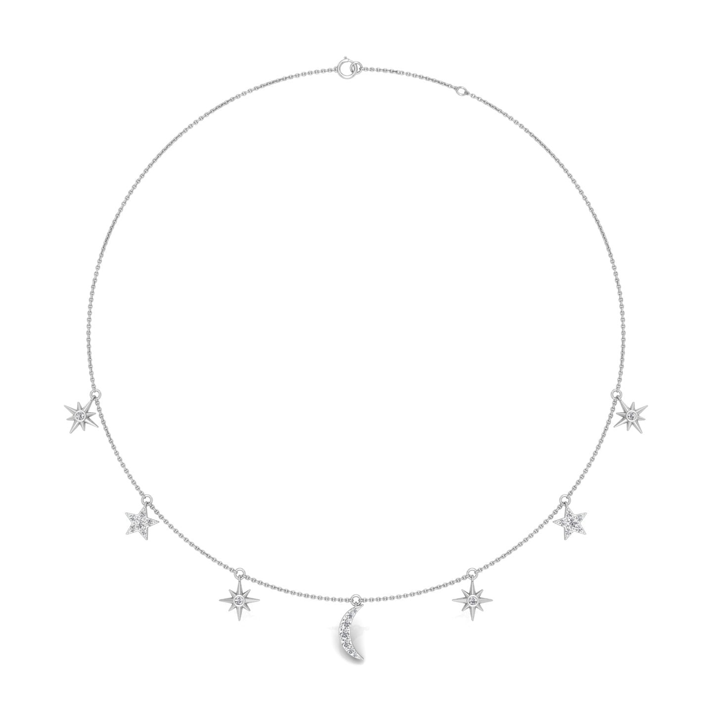 18K Square Diamond Station Necklace — TOP