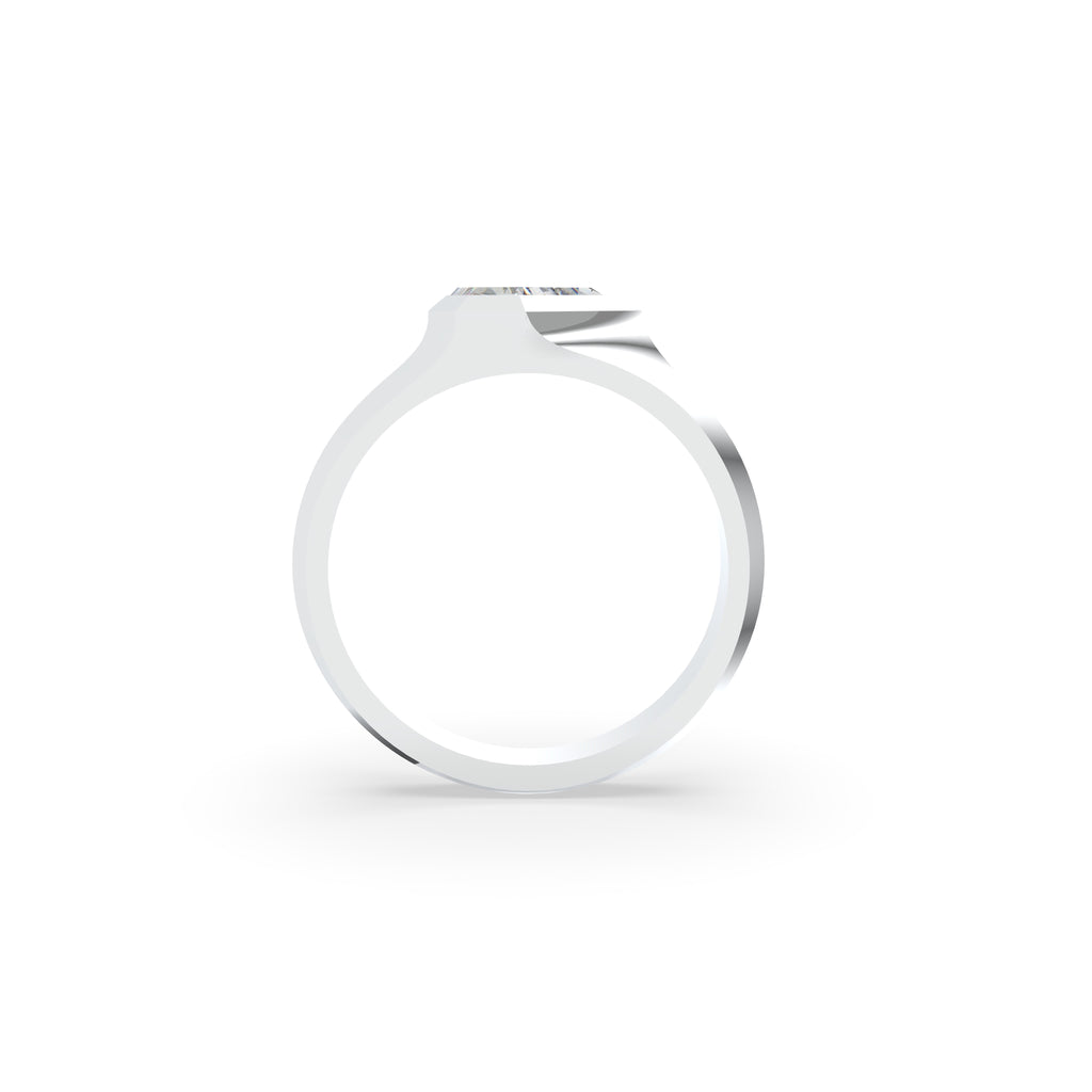 18K Bespoke Shield Cut Diamond Ring — FRONT