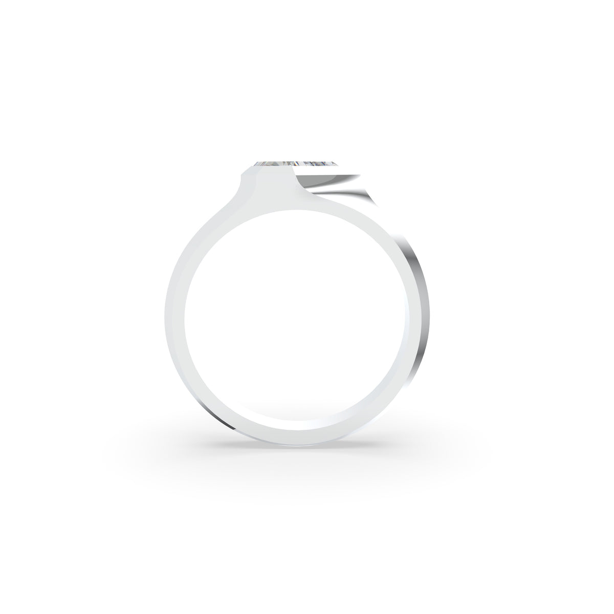 18K Bespoke Shield Cut Diamond Ring — FRONT