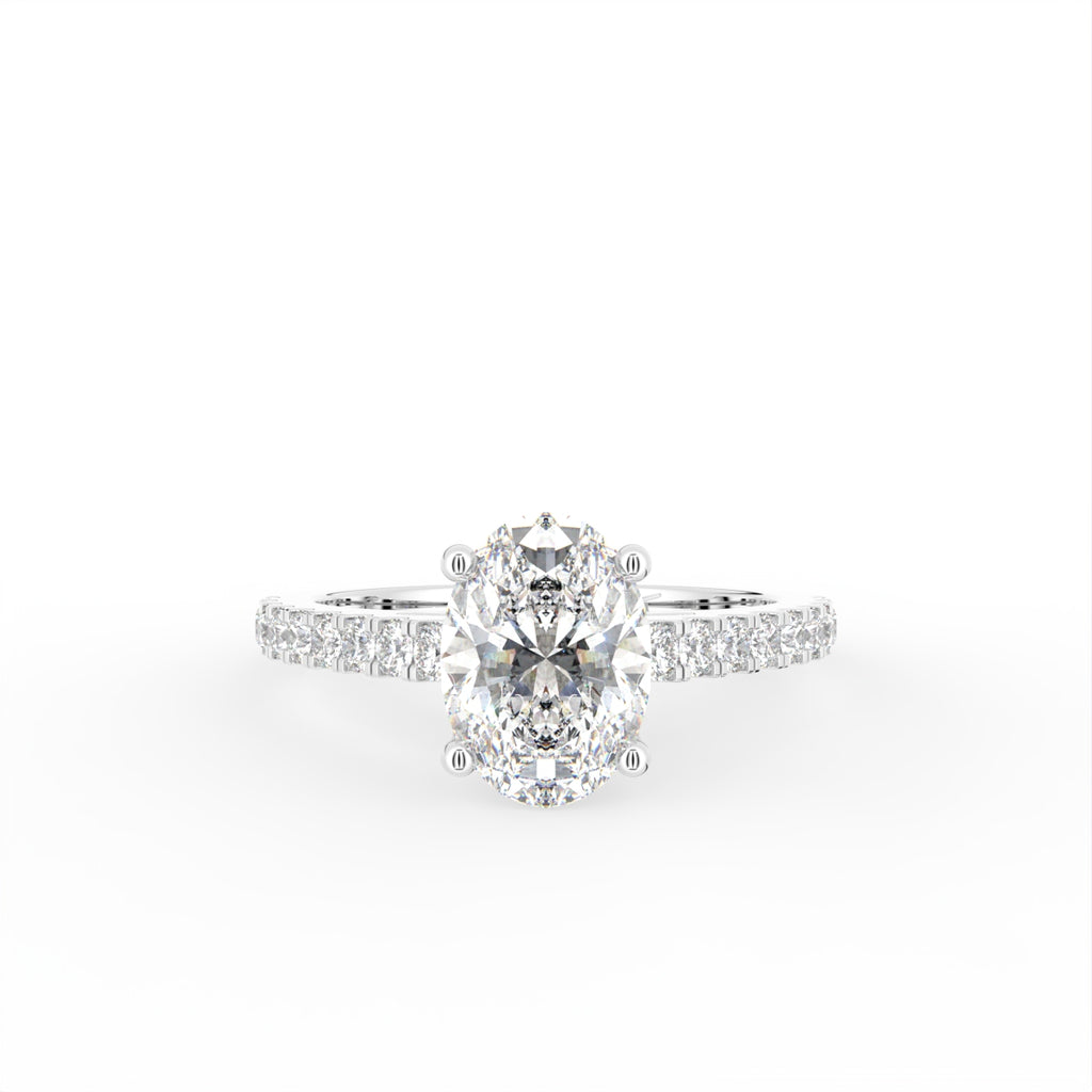 18K Solitaire Oval Diamond Engagement Ring — TOP