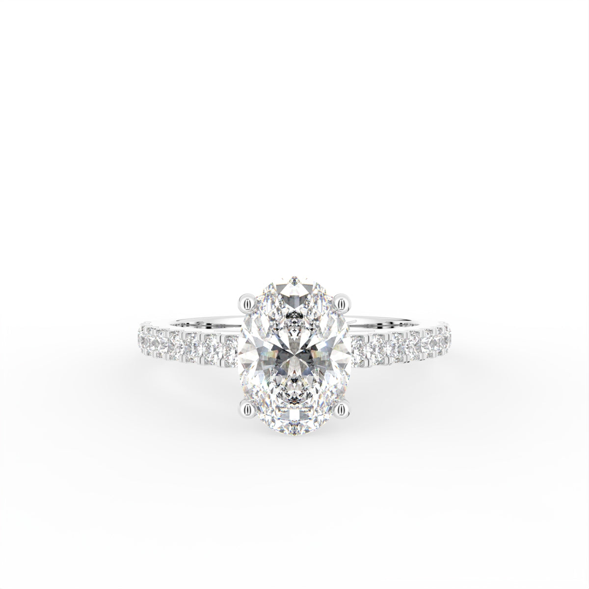 18K Solitaire Oval Diamond Engagement Ring — TOP