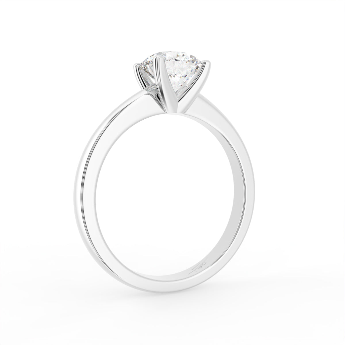 18K Solitaire Round Diamond Engagement Ring — 3D VIEW