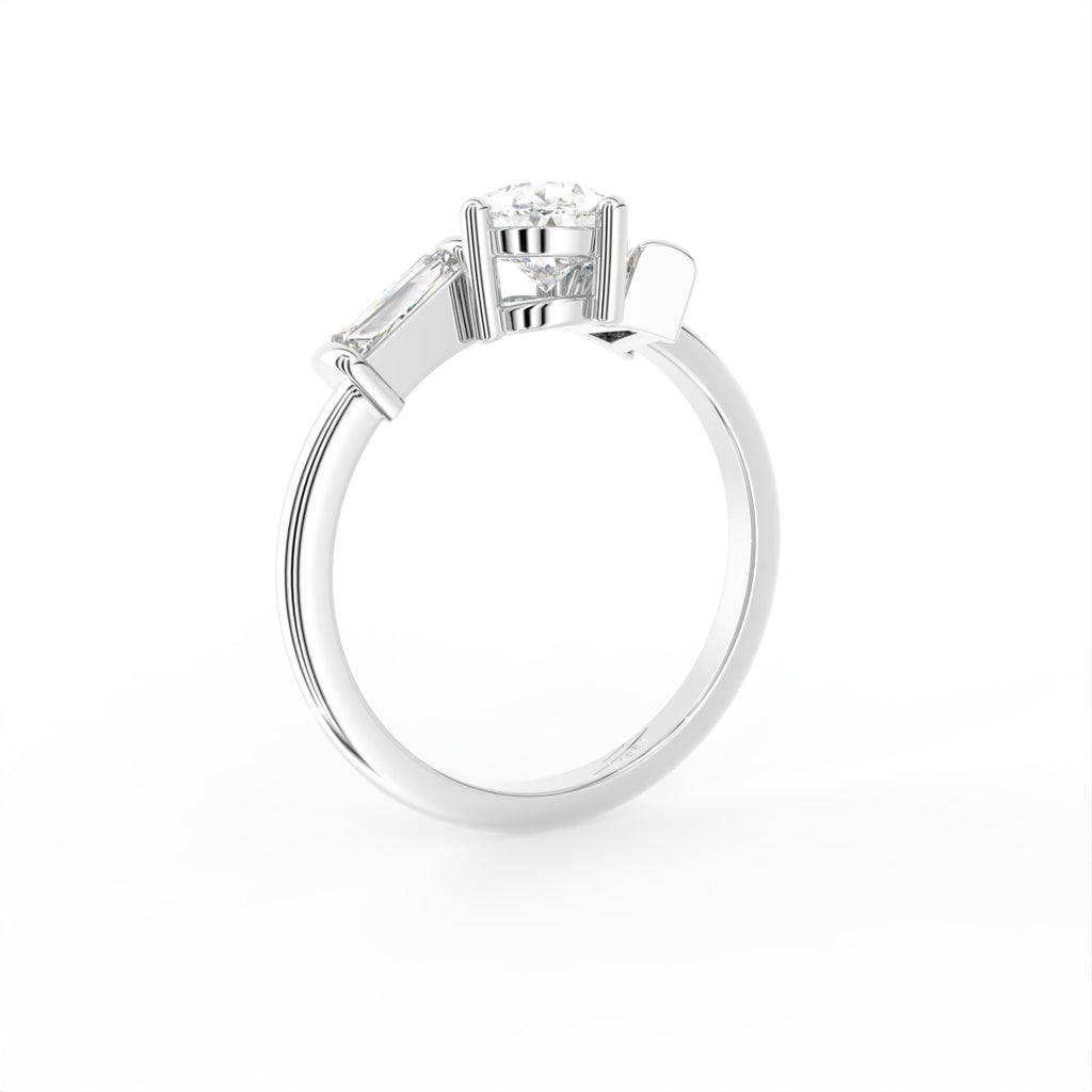 vimg:Z00303|18K White Gold Bespoke Pear Diamond Ring — 3D VIEW