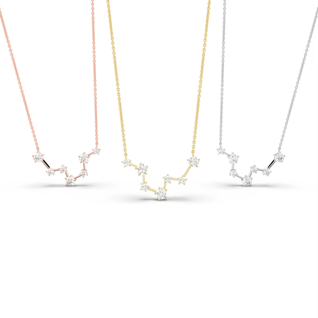 18K Rose Gold Constellation Round Diamond Pendant — 3 COLOR