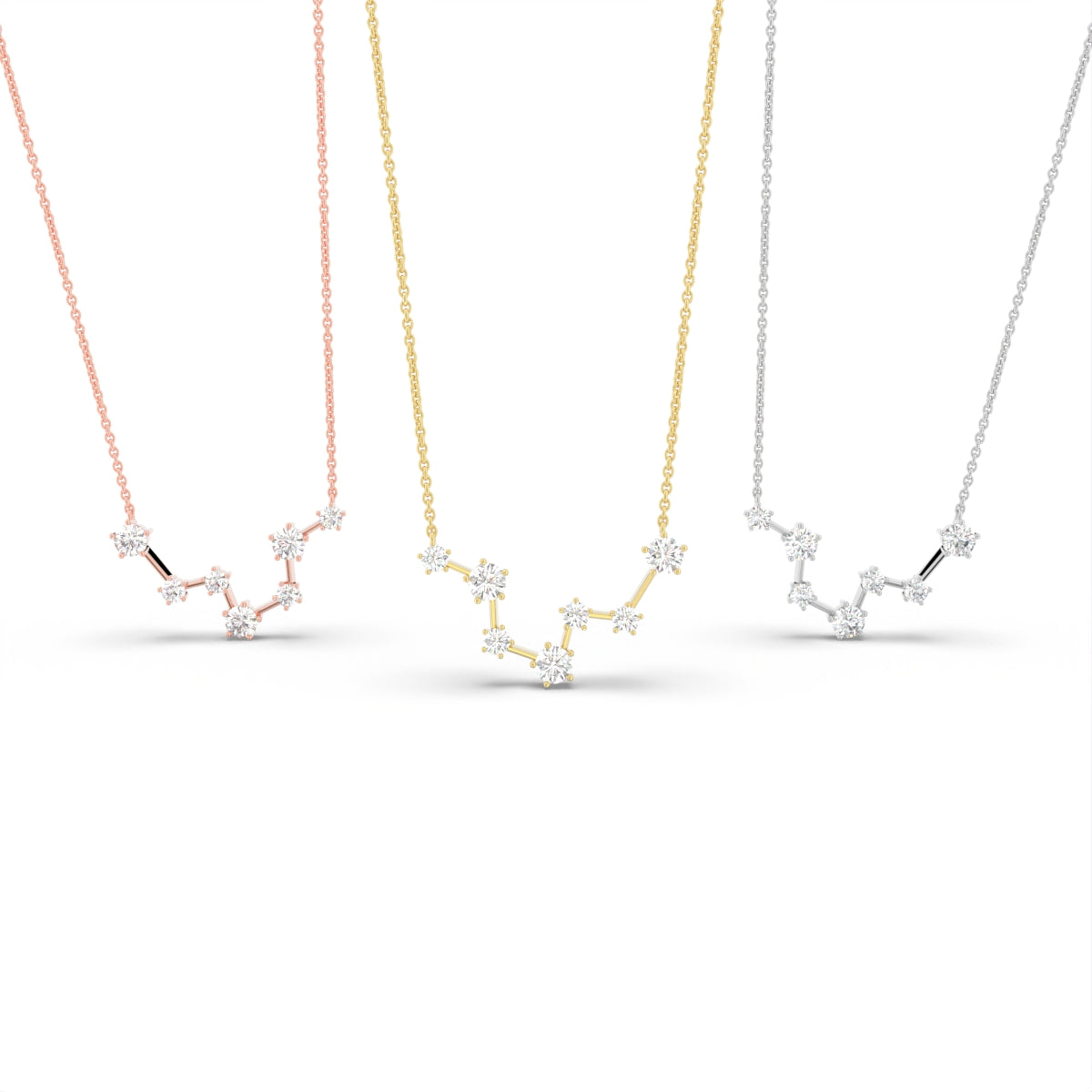 18K Rose Gold Constellation Round Diamond Pendant — 3 COLOR