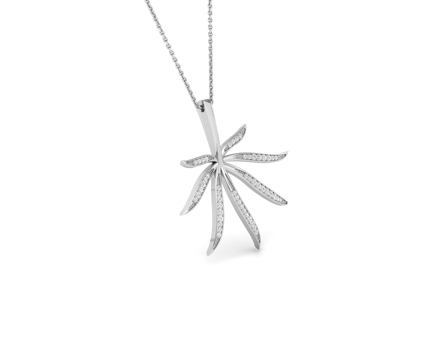14K White Gold Round Diamond Pendant — RIGHT