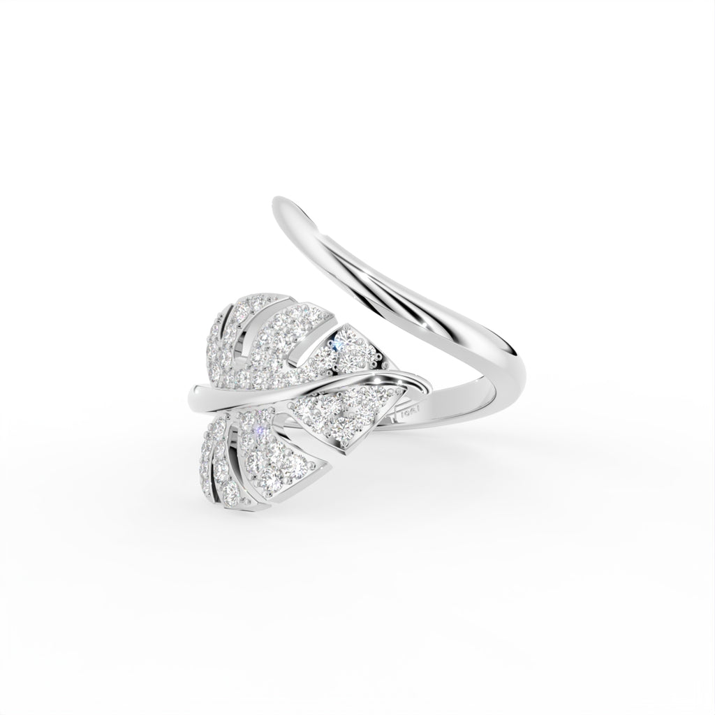 18K Leaf Diamond Ring — TOP
