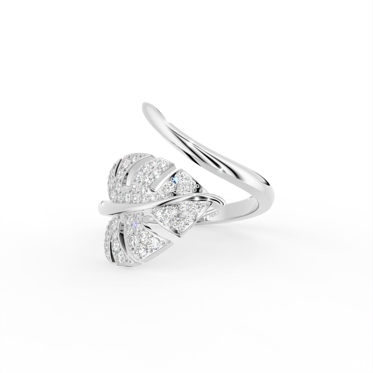 18K Leaf Diamond Ring — TOP