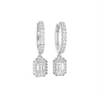 18K Emerald Halo Drop Diamond Earrings — 3D VIEW