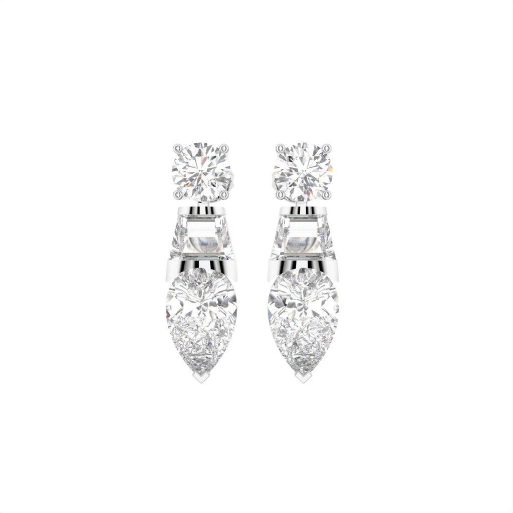 18K White Gold Diamond Drop Earrings — TOP