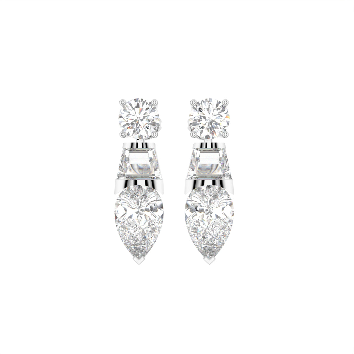 18K White Gold Diamond Drop Earrings — TOP