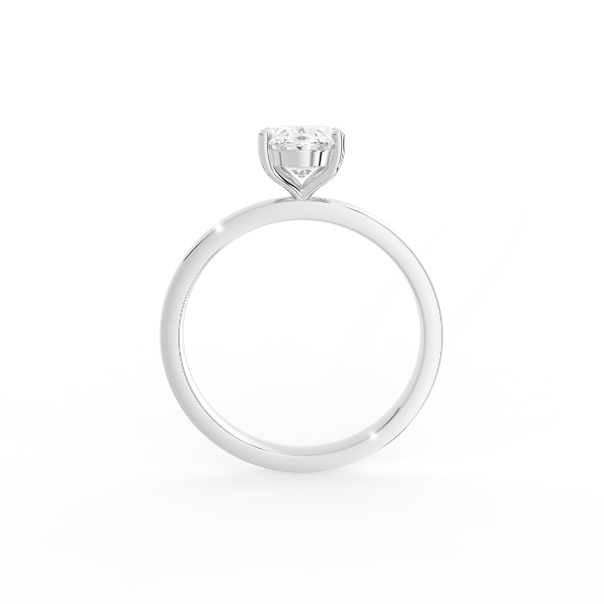 18K Solitaire Oval Diamond Engagement Ring — FRONT
