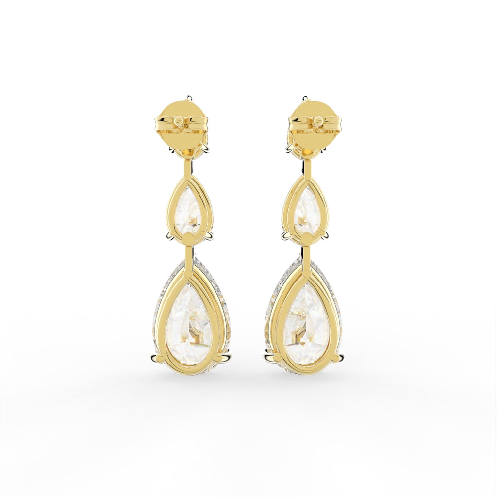 18K Pear Diamond Drop Earrings — BACK