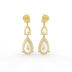 18K Pear Diamond Drop Earrings — BACK