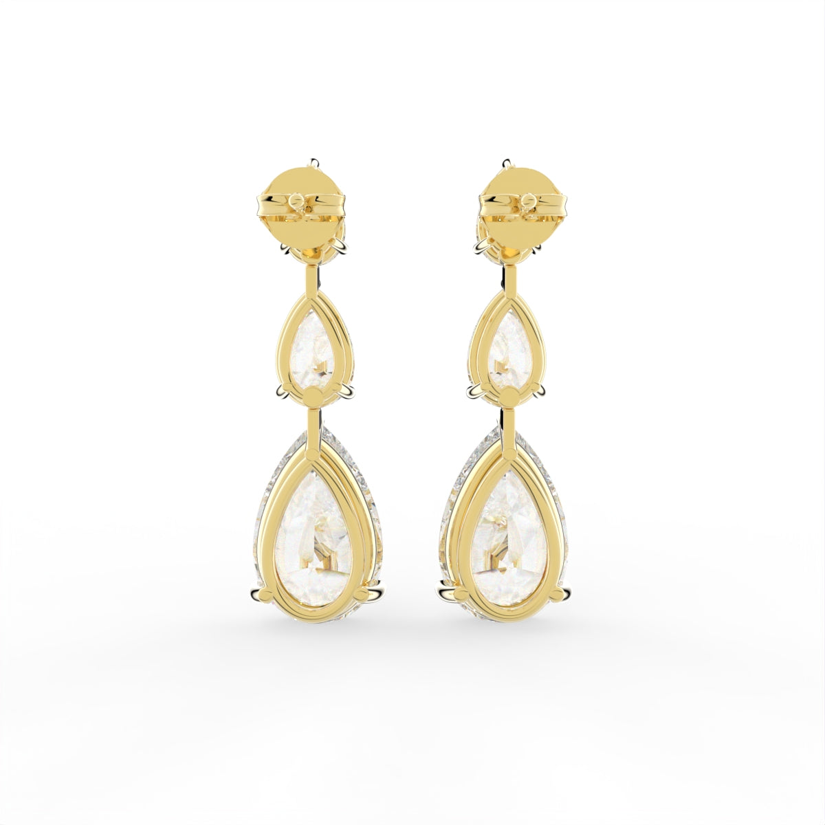 18K Pear Diamond Drop Earrings — BACK