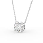 vimg:FJ6005|vimg:FJ6021|18K Yellow Gold Flower Solitaire Diamond Pendant — 3D VIEW