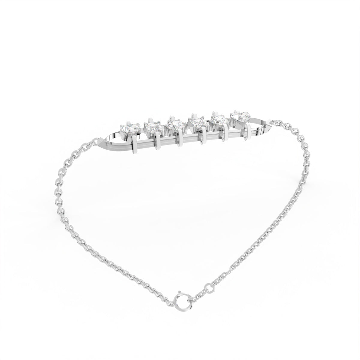 18K Diamond Bar Bracelet — 3D VIEW
