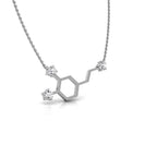 14K White Gold Serotonin Molecule Round Diamond Pendant — RIGHT
