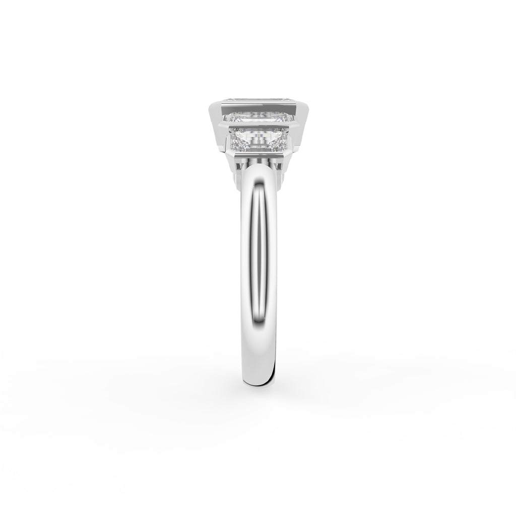 18K Five Stone Emerald Cut Diamond Ring — SIDE