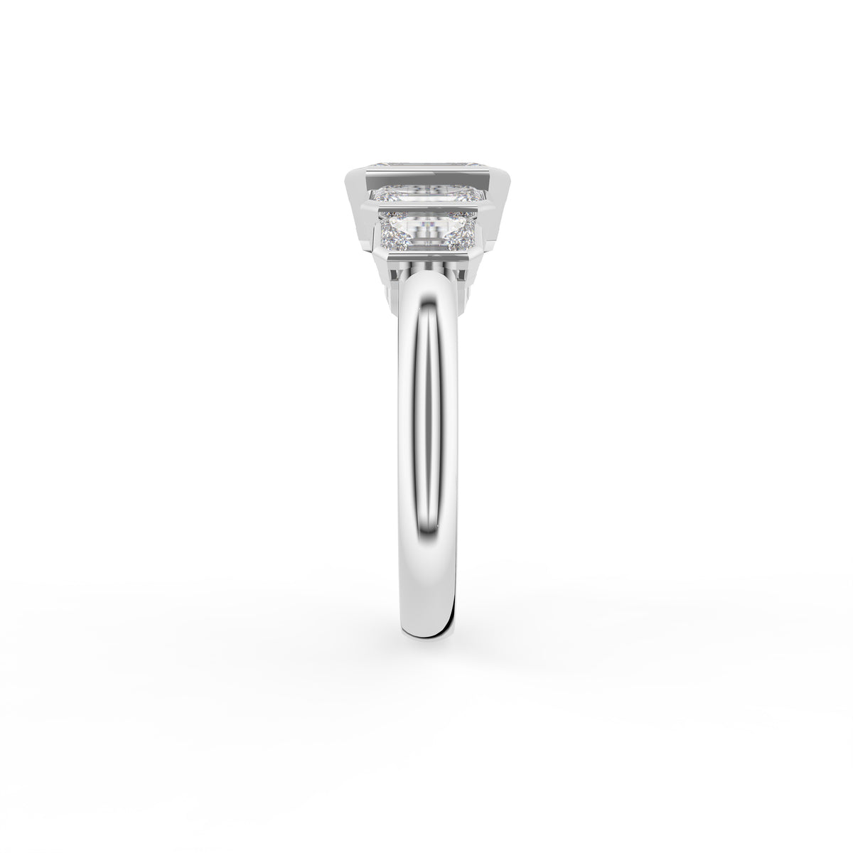 18K Five Stone Emerald Cut Diamond Ring — SIDE