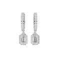 18K Emerald Halo Drop Diamond Earrings — TOP