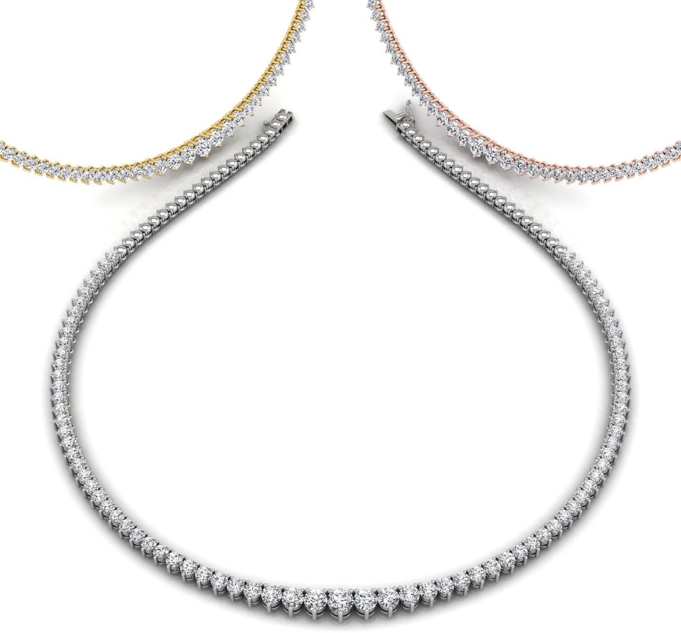18K Classic Tennis Diamond Necklace — 3 COLOR