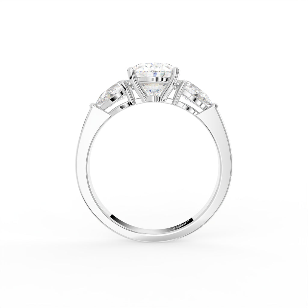 18K Trilogy Oval Diamond Ring — FRONT