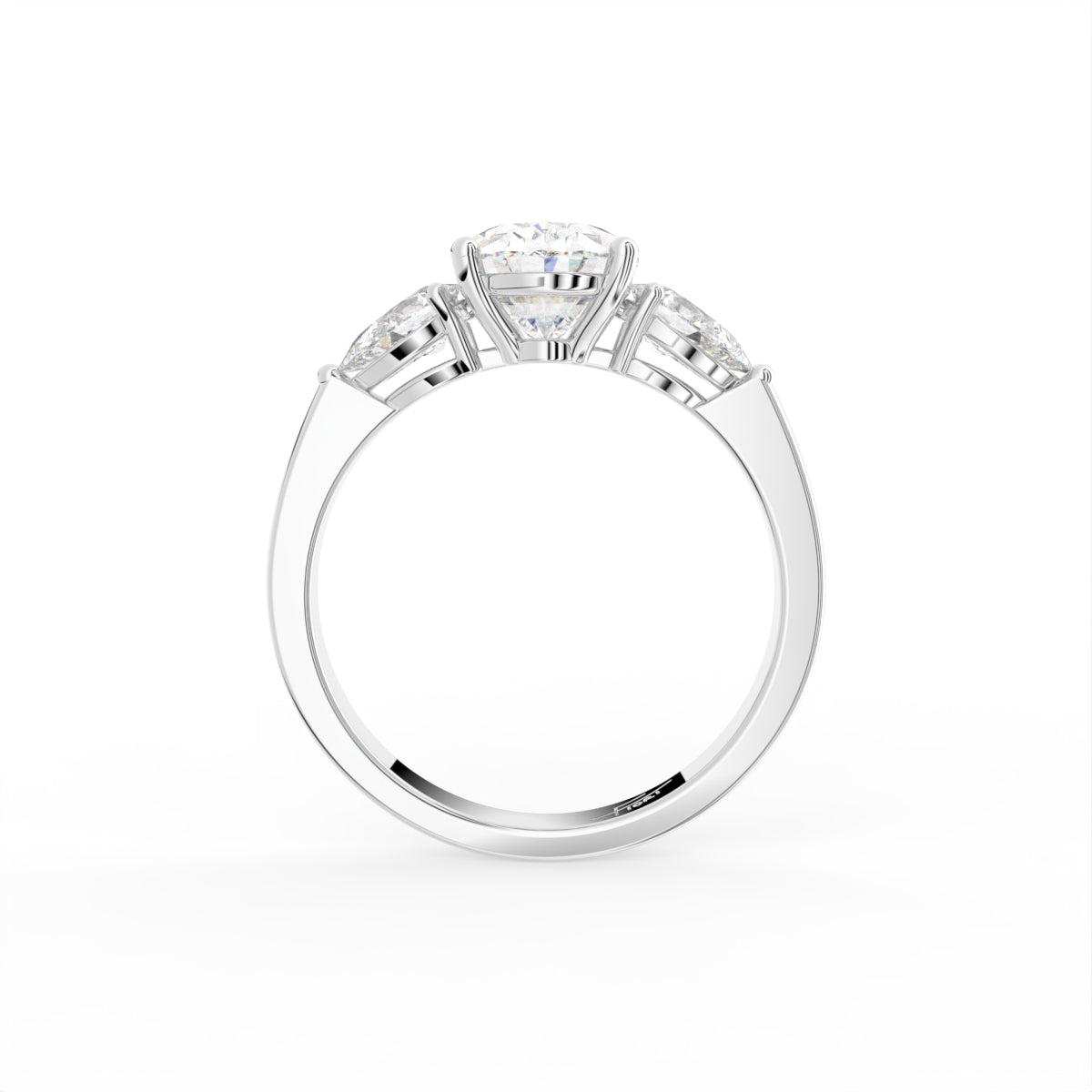 18K Trilogy Oval Diamond Ring — FRONT