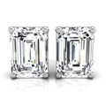 18K White Gold Solitaire Emerald Diamond Earrings — TOP