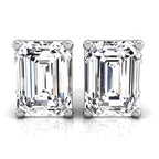 18K White Gold Solitaire Emerald Diamond Earrings — TOP