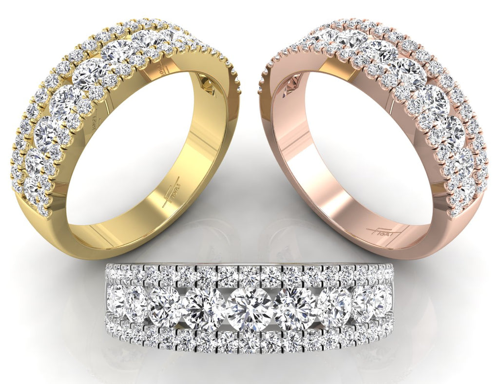 18K White Gold Eternity Round Diamond Ring — 3 COLOR