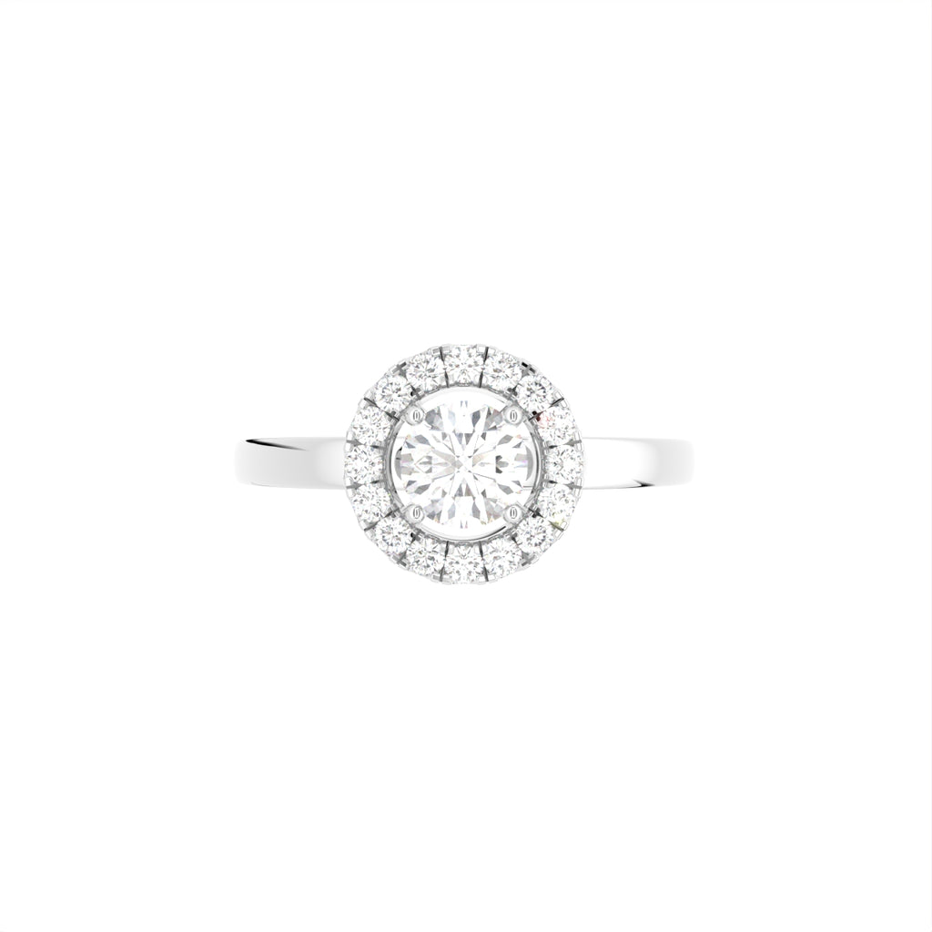 18K Halo Round Diamond Ring — TOP