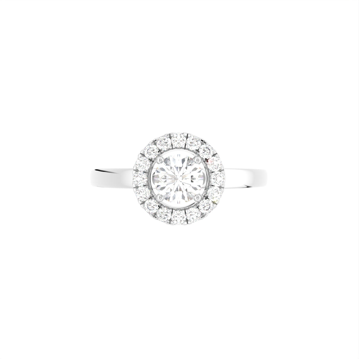 18K Halo Round Diamond Ring — TOP
