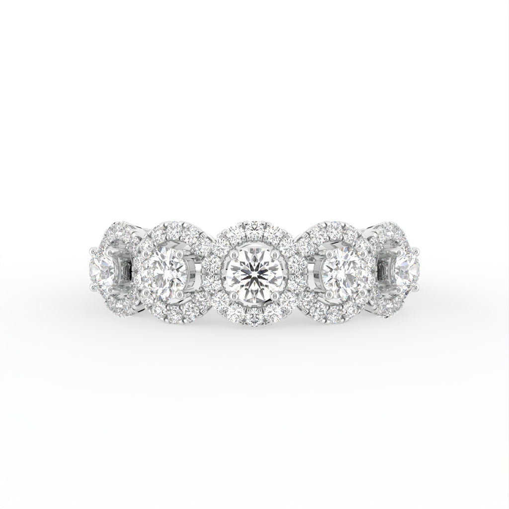 18K White Gold Halo Round Diamond Eternity Ring — TOP