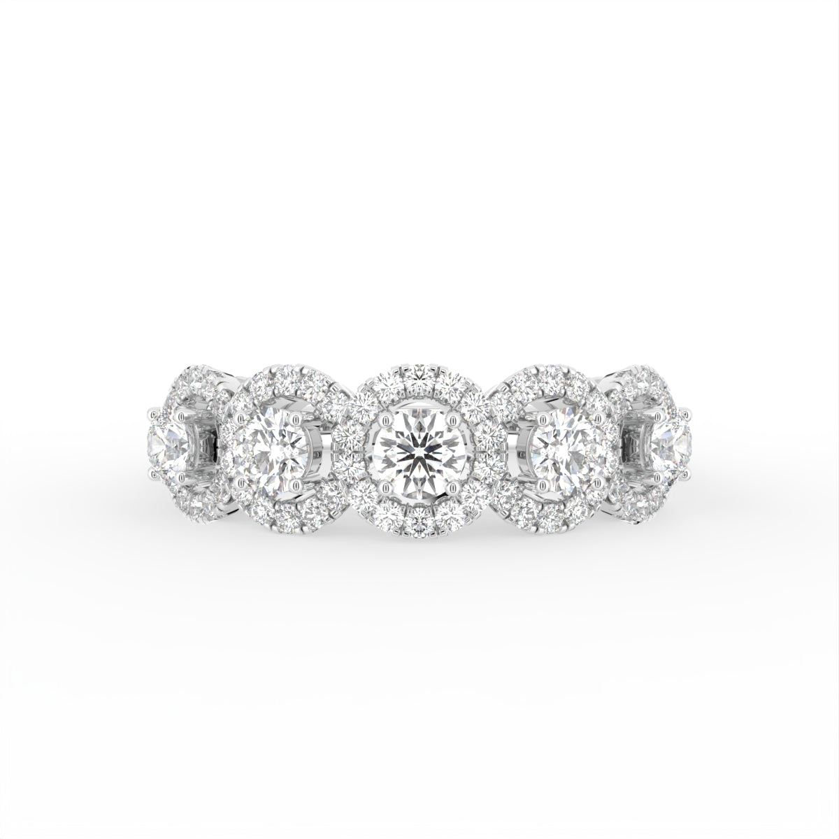 18K White Gold Halo Round Diamond Eternity Ring — TOP