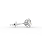 18K Round Solitaire Diamond Earrings — SIDE VIEW