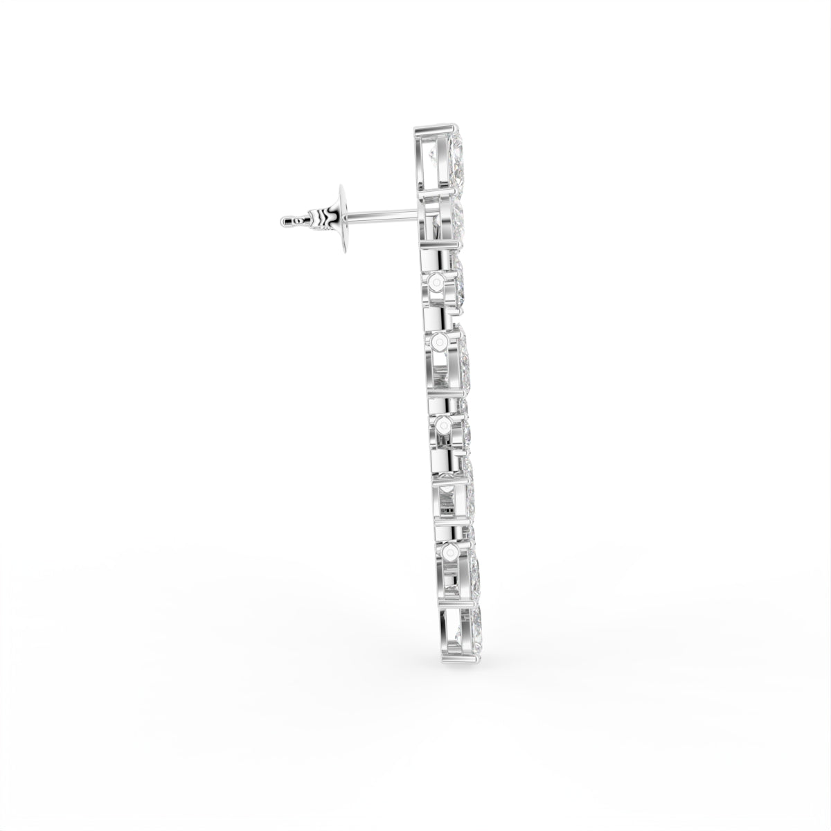 18K Pear Drop Bespoke Diamond Earrings — SIDE VIEW