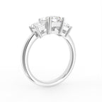 18K White Gold Trilogy Emerald Diamond Engagement Ring — 3D VIEW