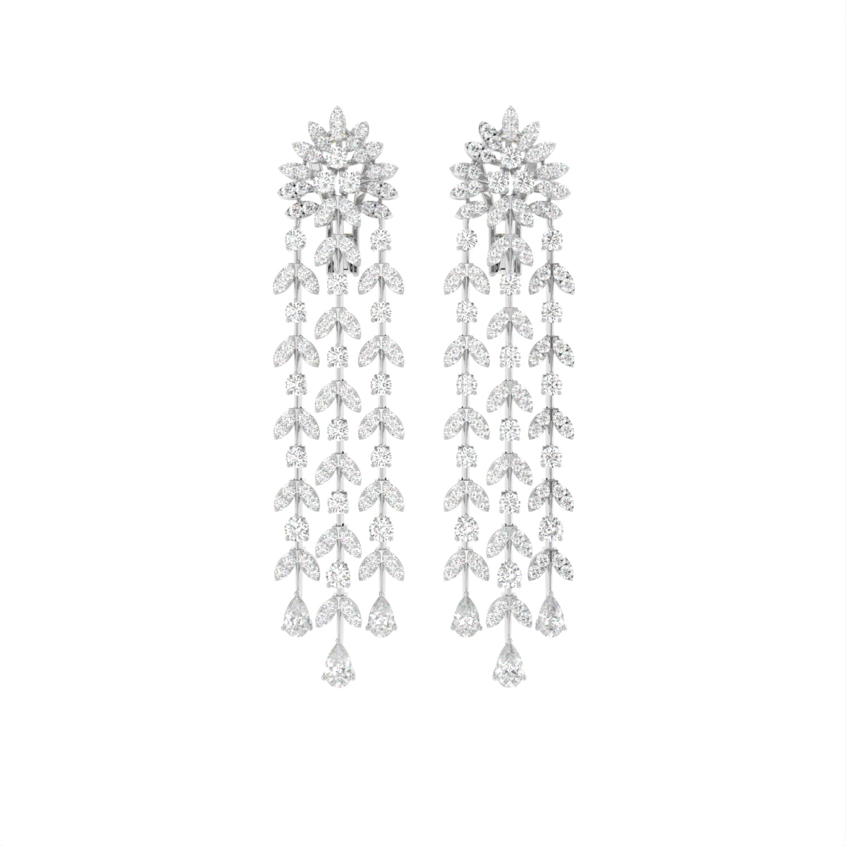 18K Floral Diamond Drop Earrings — TOP