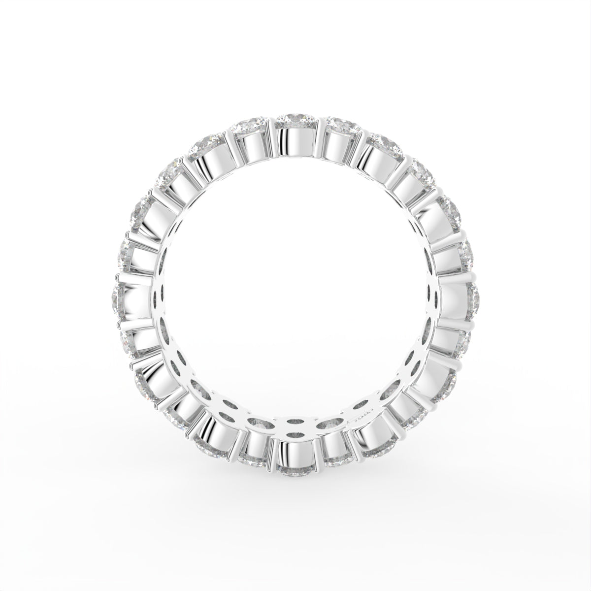 18K Round Full Eternity Diamond Ring — FRONT
