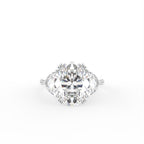 18K Trilogy Oval Half Moon Diamond Ring — TOP