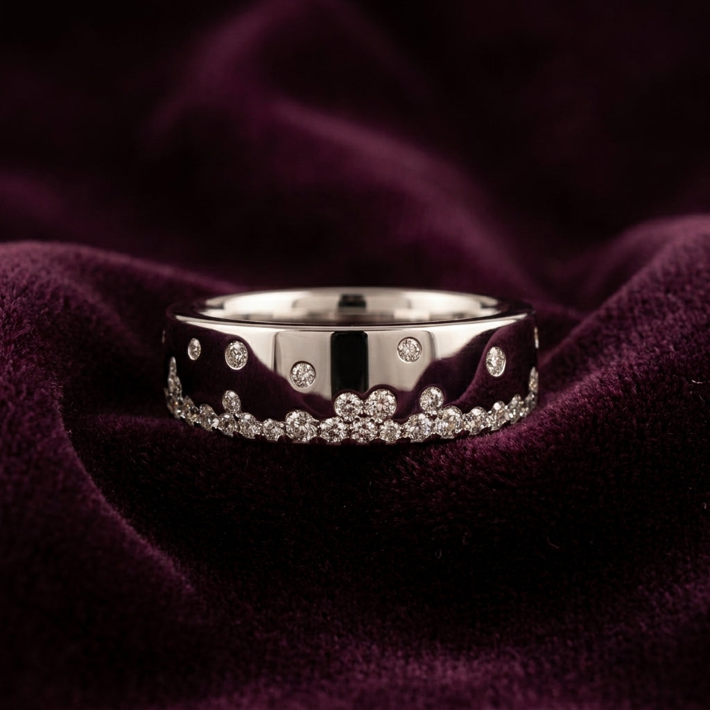 18K Round Diamond Band Ring