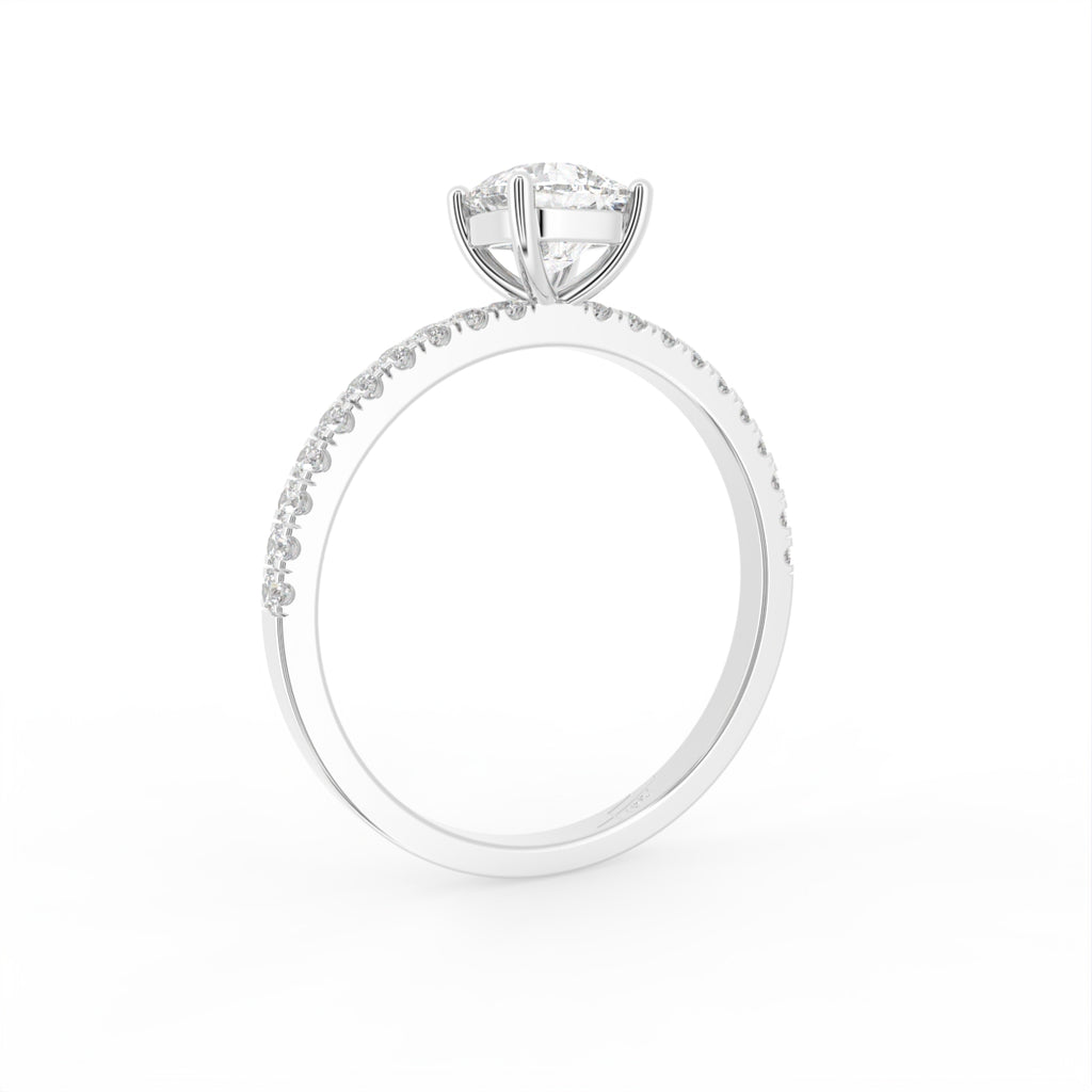 18K Solitaire Round Diamond Engagement Ring — 3D VIEW
