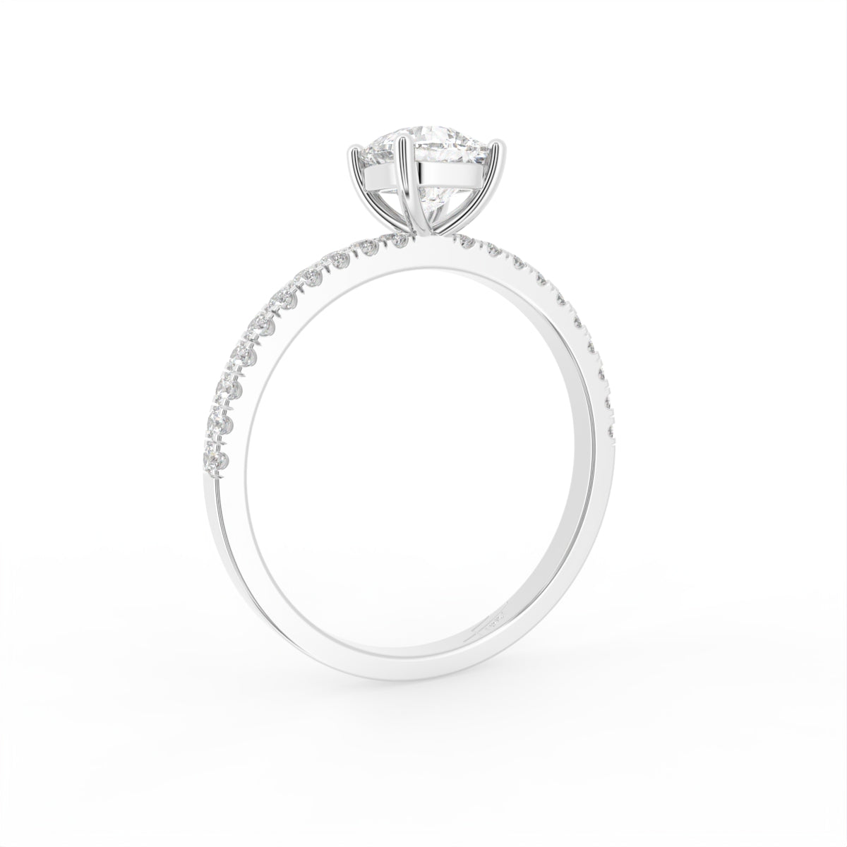 18K Solitaire Round Diamond Engagement Ring — 3D VIEW