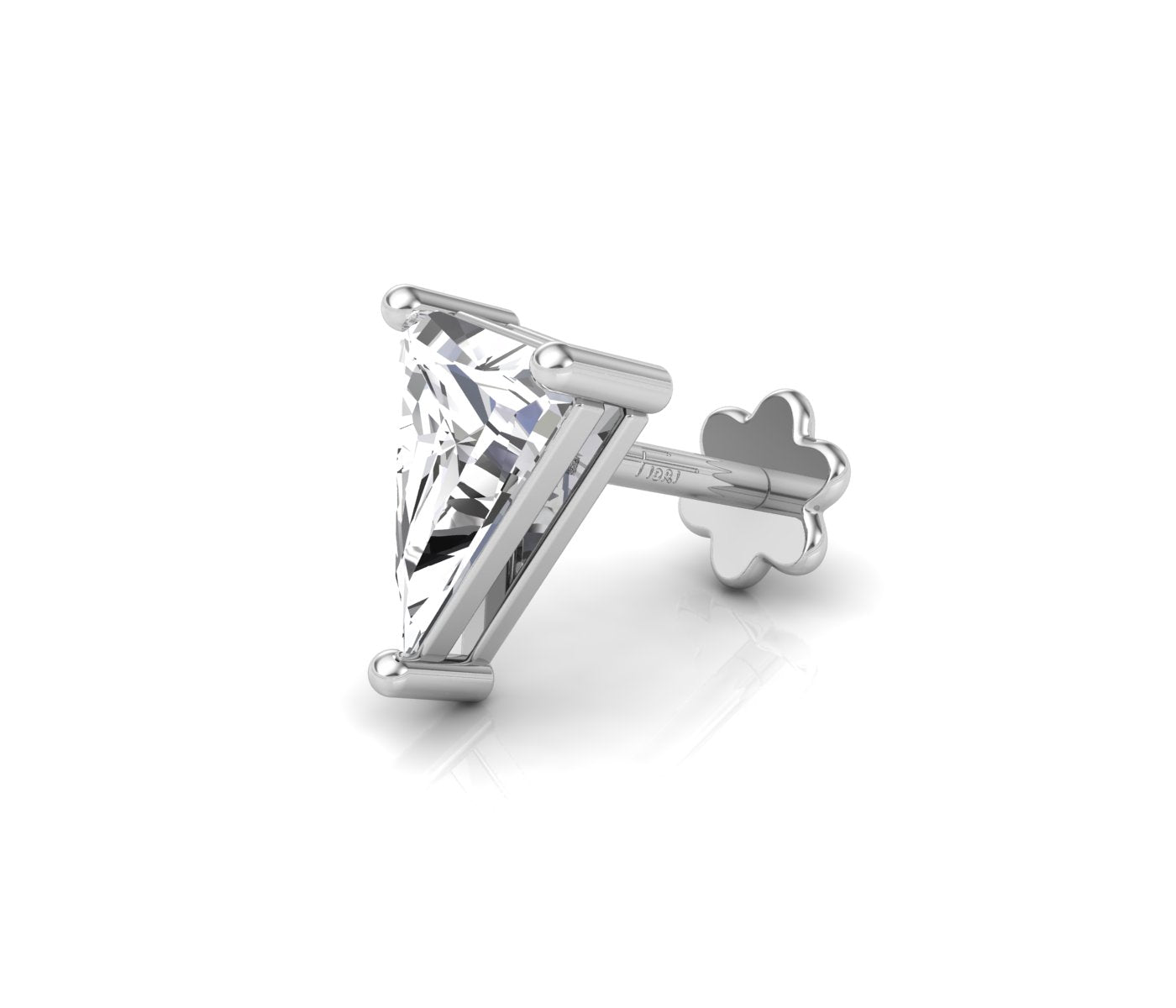 vimg:FJ4907|vimg:FJ4912|14K White Gold Trillion Diamond Stud Earrings — 3D VIEW