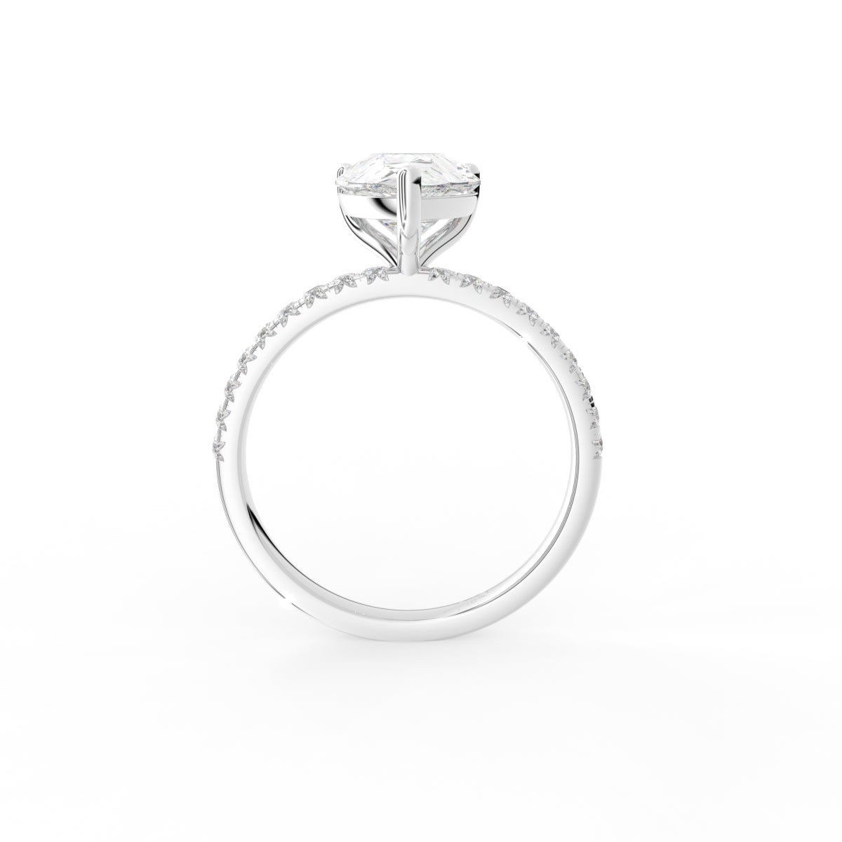 18K Solitaire Pear Diamond Engagement Ring — FRONT