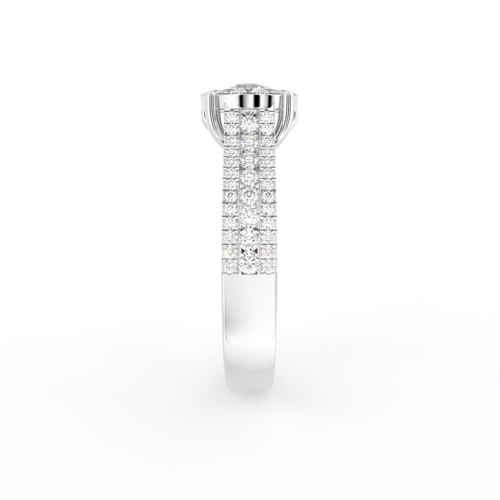 18K Halo Round Diamond Ring — SIDE