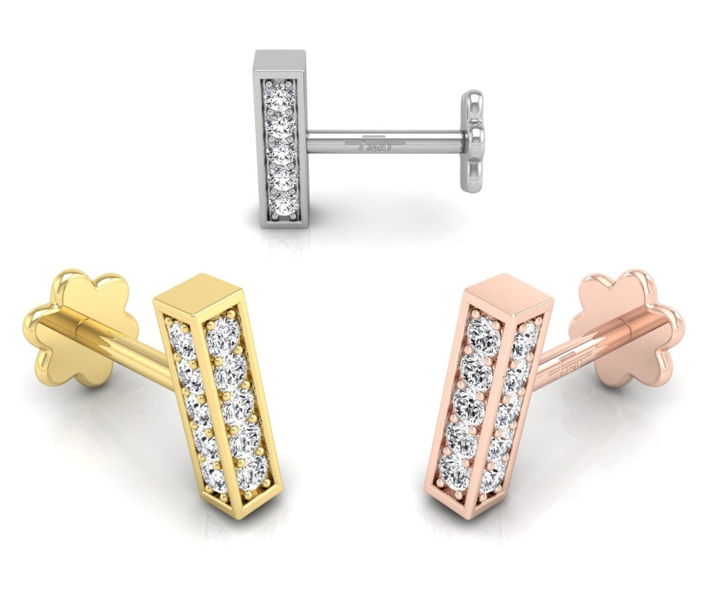 18K Heart Diamond Piercing Earrings — 3 COLOR