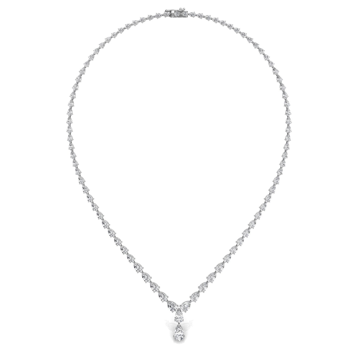 18K Pear Diamond Tennis Necklace — TOP