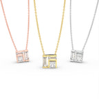 18K Baguette Diamond Pendant — 3 COLOR